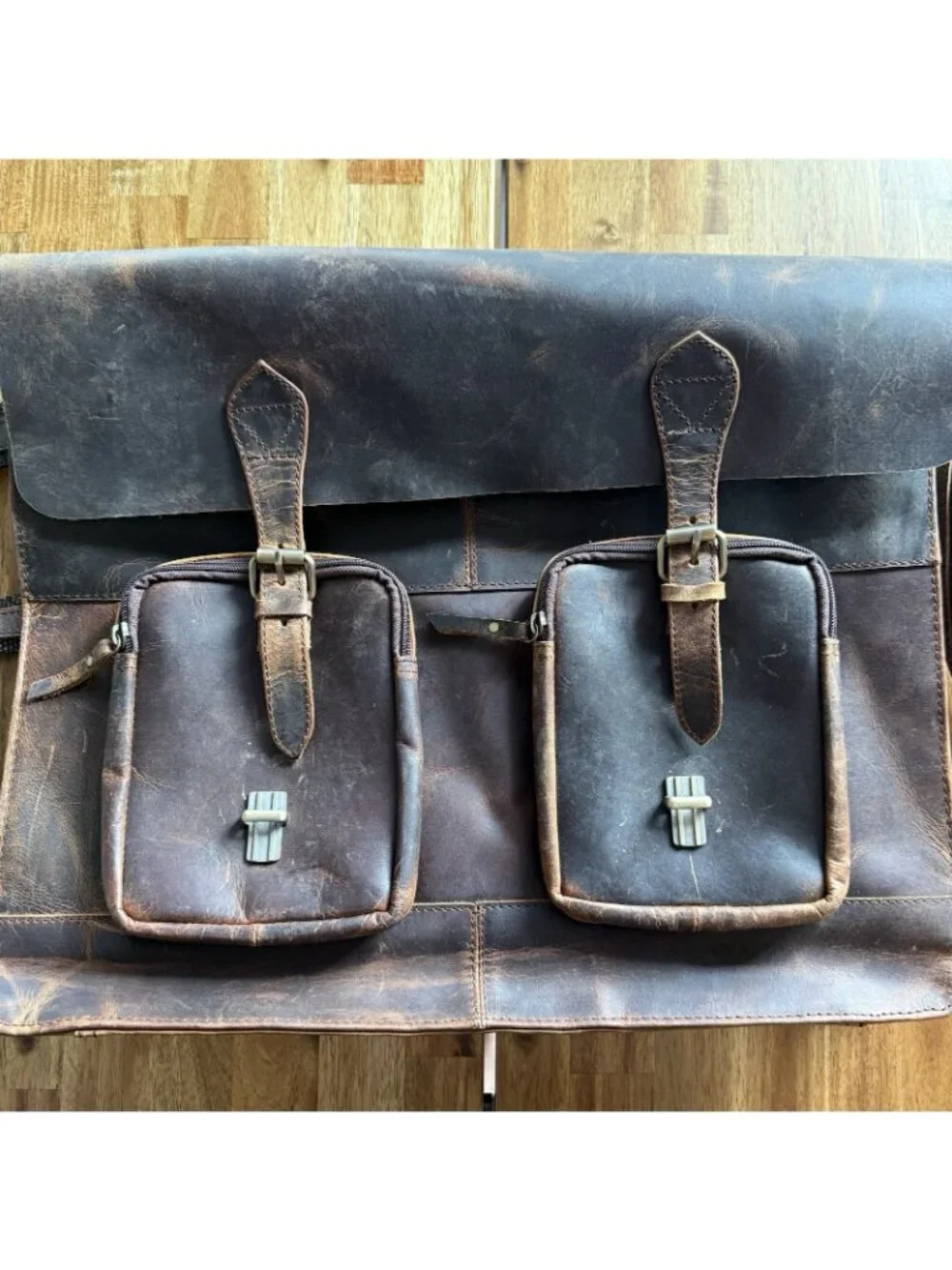 Denver‎ Leather Craft Potter Messenger Briefcase Bag Sz M Top Grain Buffalo NWOT